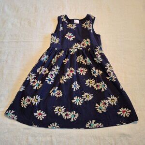 Hanna Andersson girls size 120 or 6-7 navy dress with flower design, pockets,